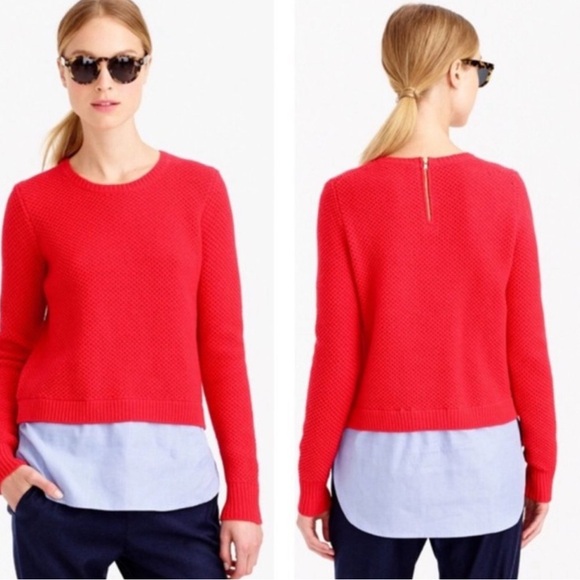 J. Crew Lambswool Shirttail Sweater Red Blue XS - Picture 3 of 7